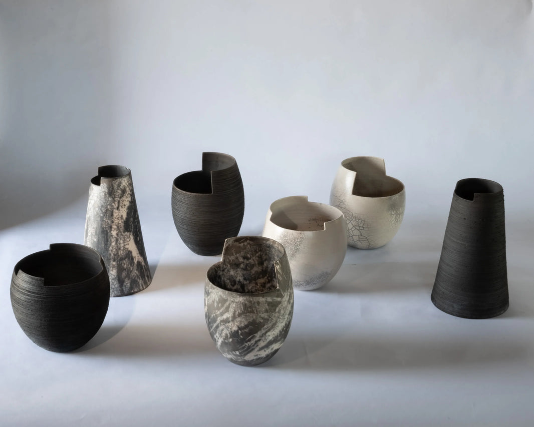 Studio Nudo Cut raku ceramic vases