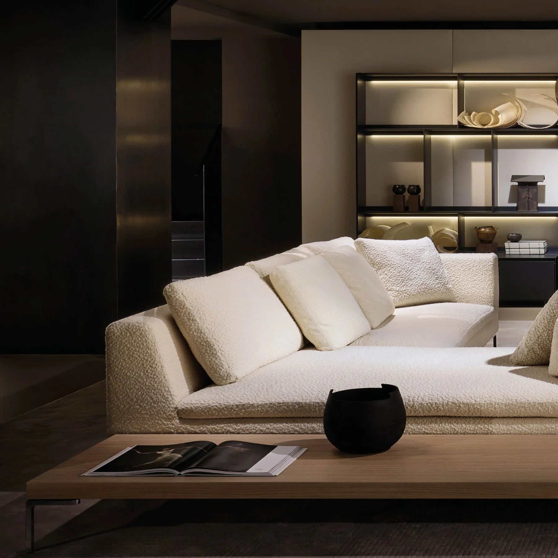 Sculptural objects styled in a calm interior
