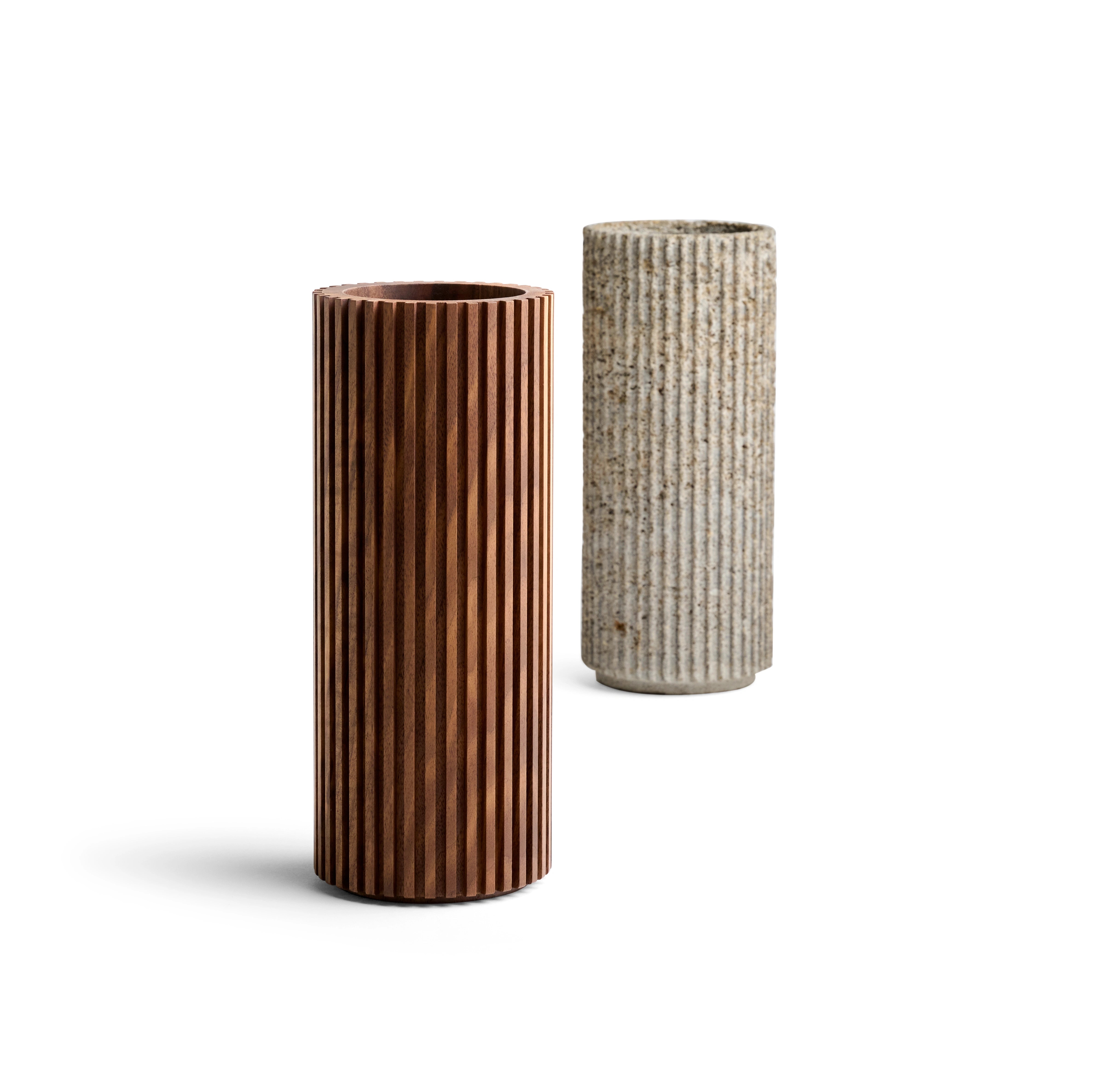 Vase with Ribbles – Solid Walnut Wood by When Objects Work - product detail