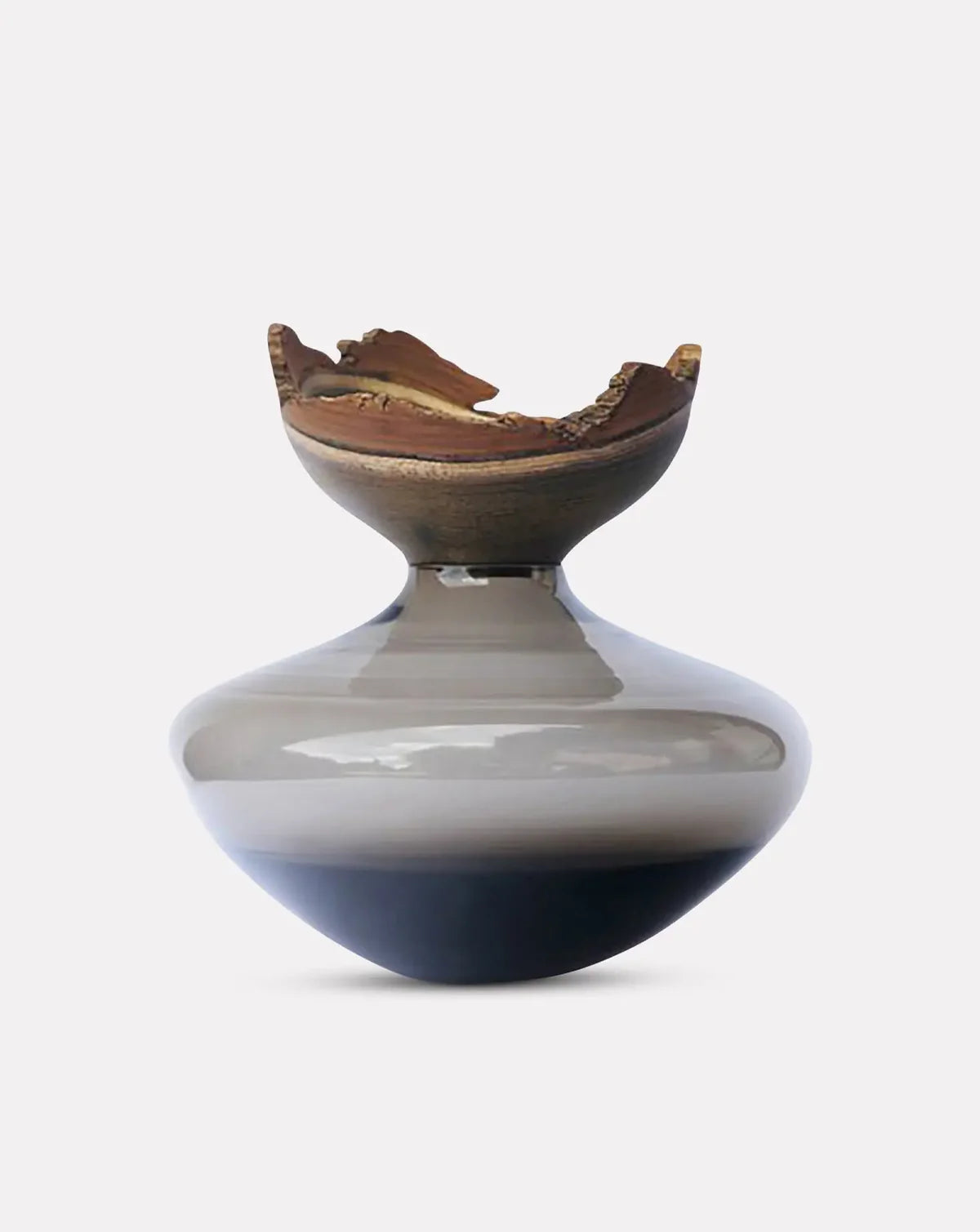 Ceramic vase with a unique design on a white background