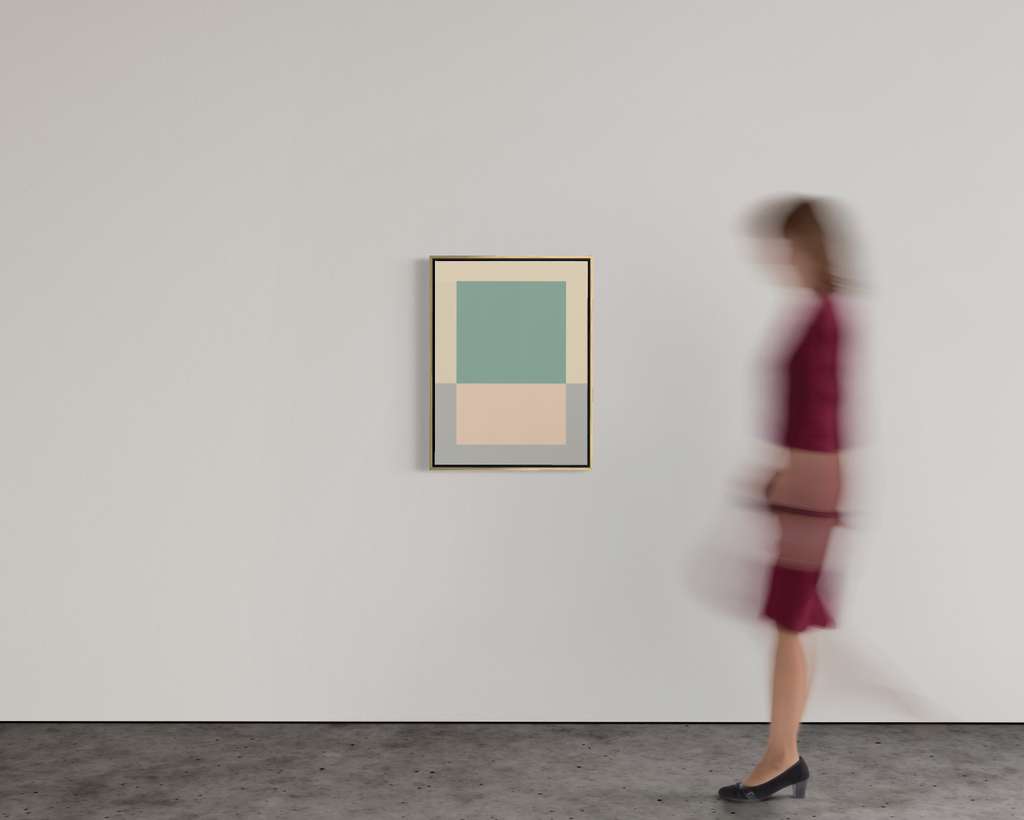 Concrete Composition C_11 by Felix Rios, shown in a gallery setting with a person