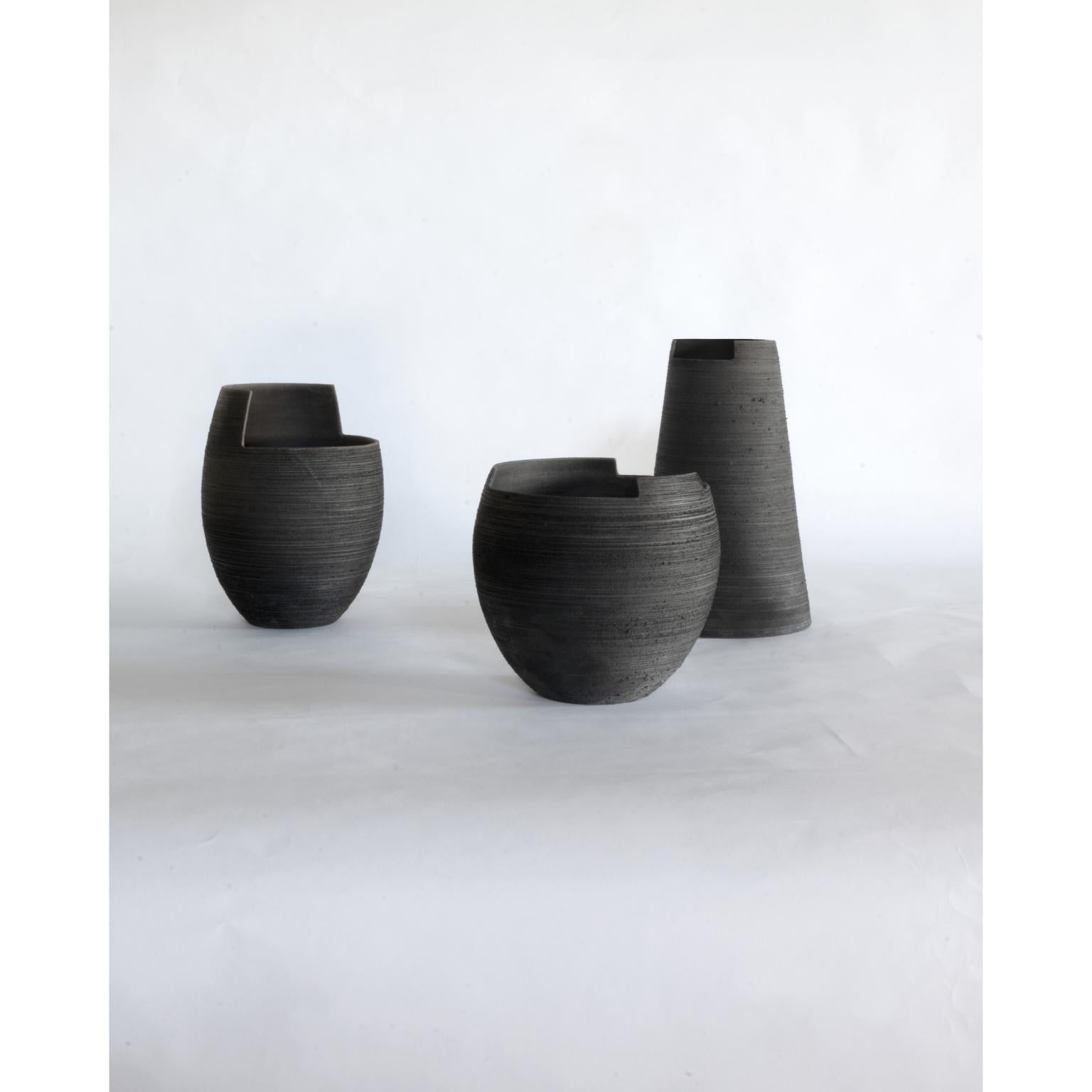Cut High Vase — Handmade Raku Ceramic Vase - product detail