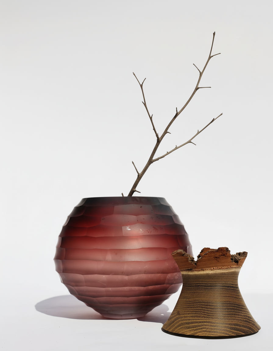 Sculpt | Stacking Vessel in diamond cut glass Vase - product detail