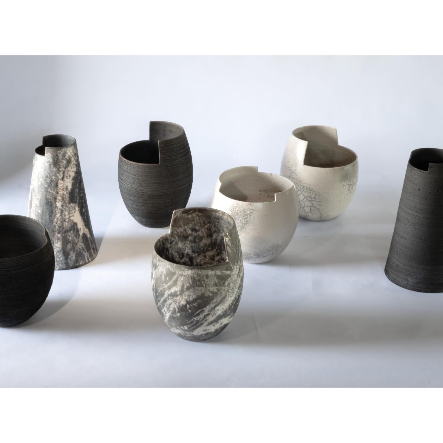 Cut Small Vase — Handmade Raku Ceramic Vase - product detail